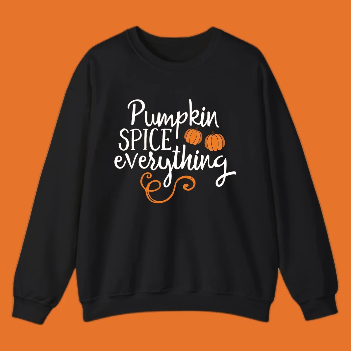 Pumpkin spice everything text and graphics design for fall.
