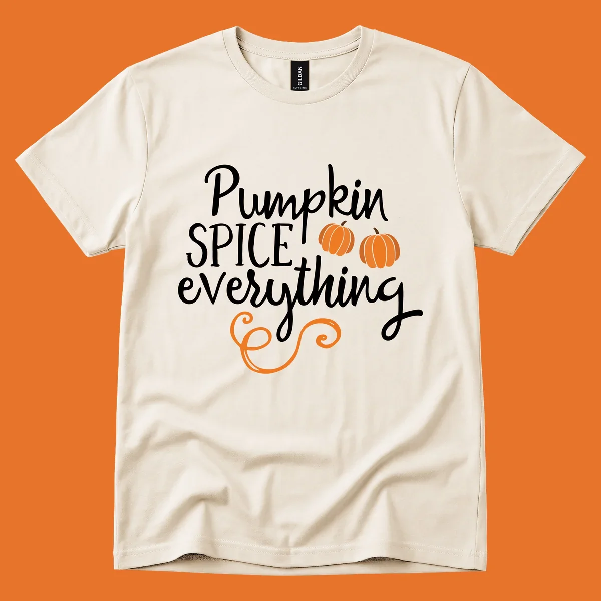 Pumpkin spice everything text and graphics design for fall.