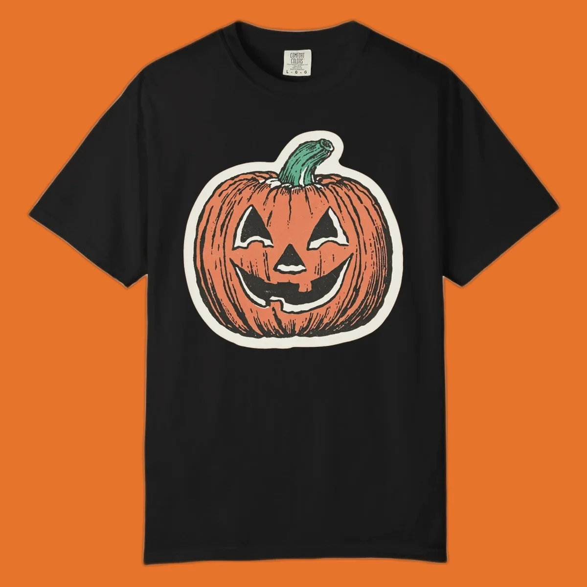 Vintage halloween pumpkin grin jack o lantern illustration.