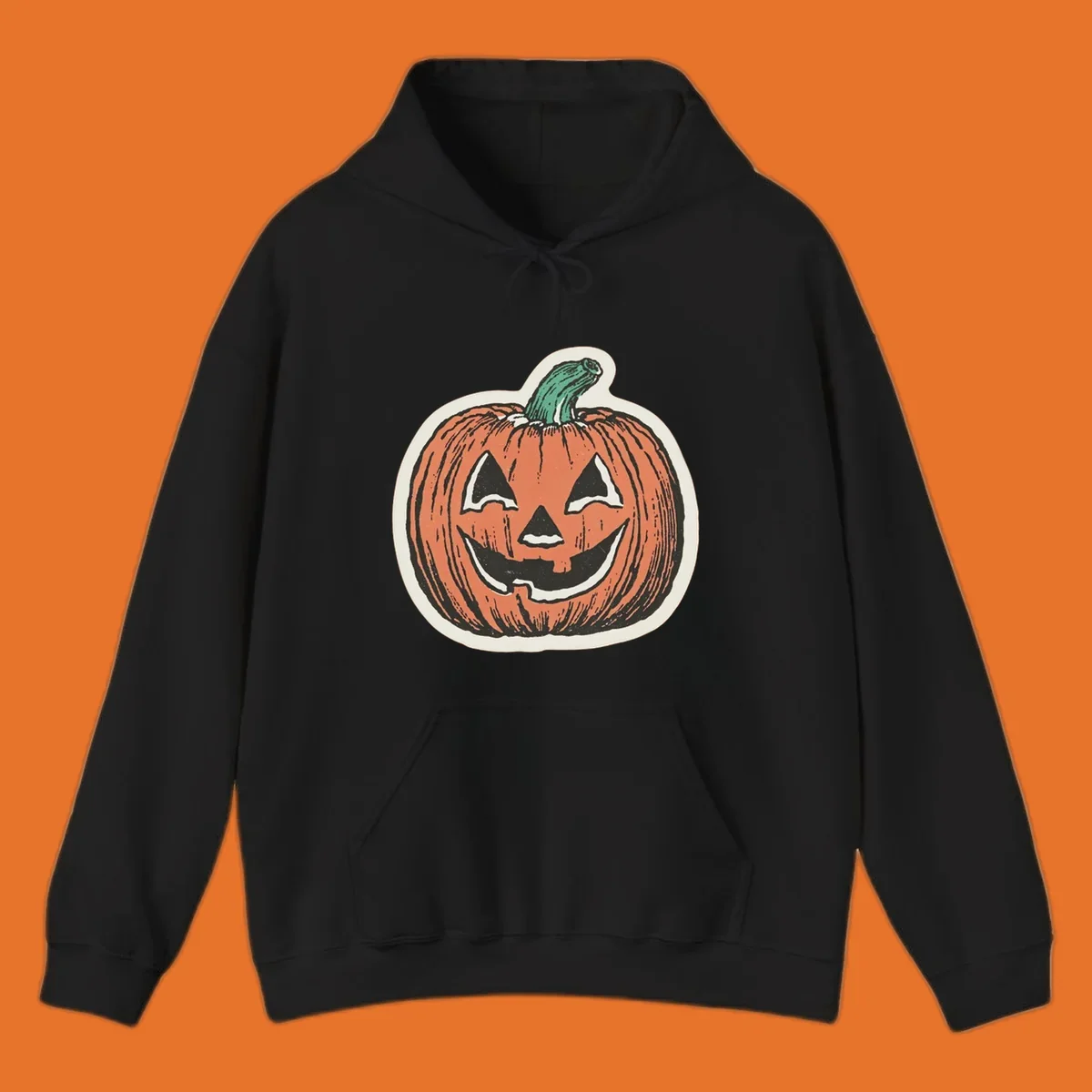 Vintage halloween pumpkin grin jack o lantern illustration.