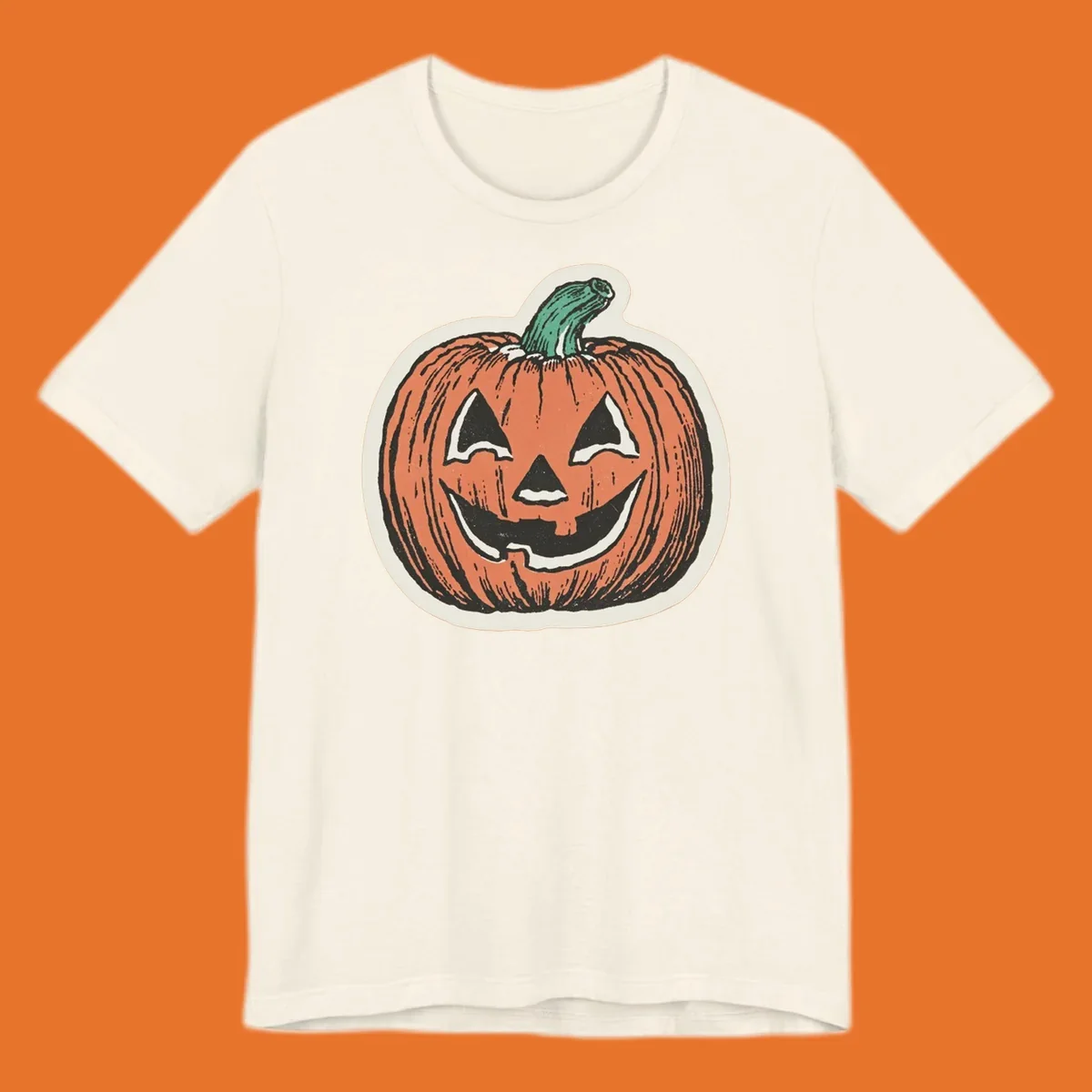 Vintage halloween pumpkin grin jack o lantern illustration.