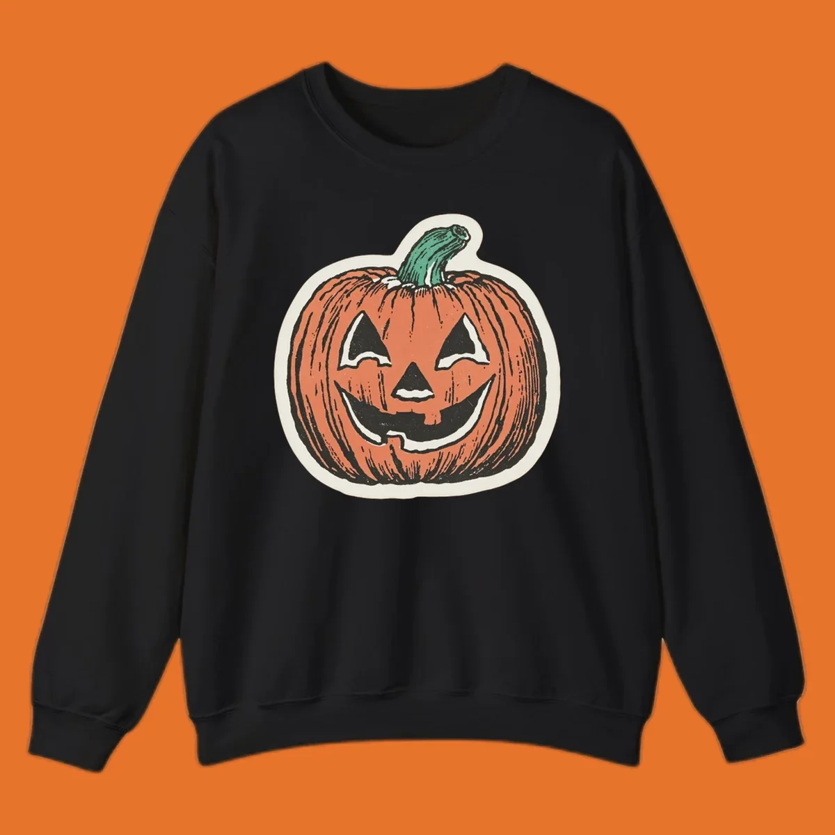 Vintage halloween pumpkin grin jack o lantern illustration.