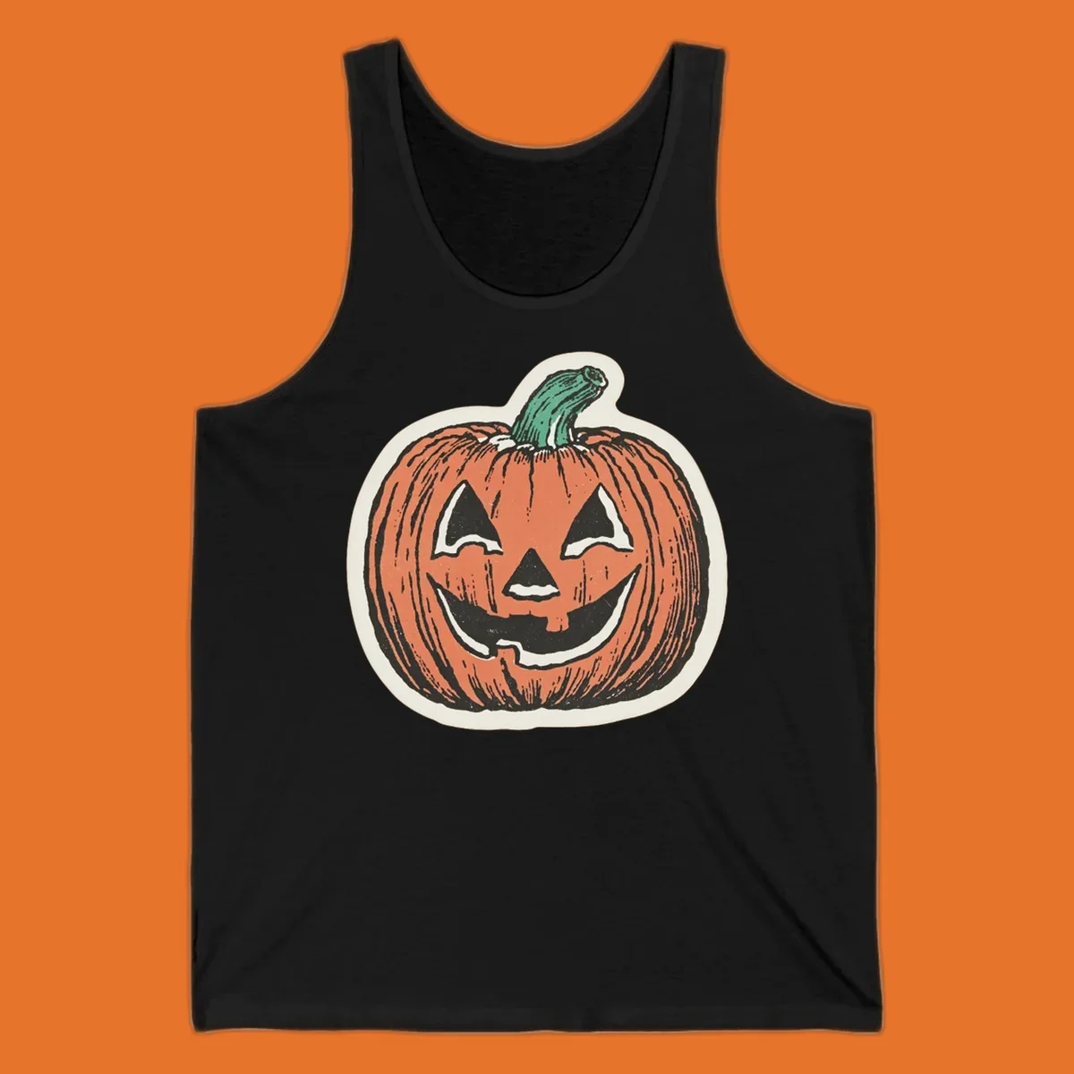 Vintage halloween pumpkin grin jack o lantern illustration.