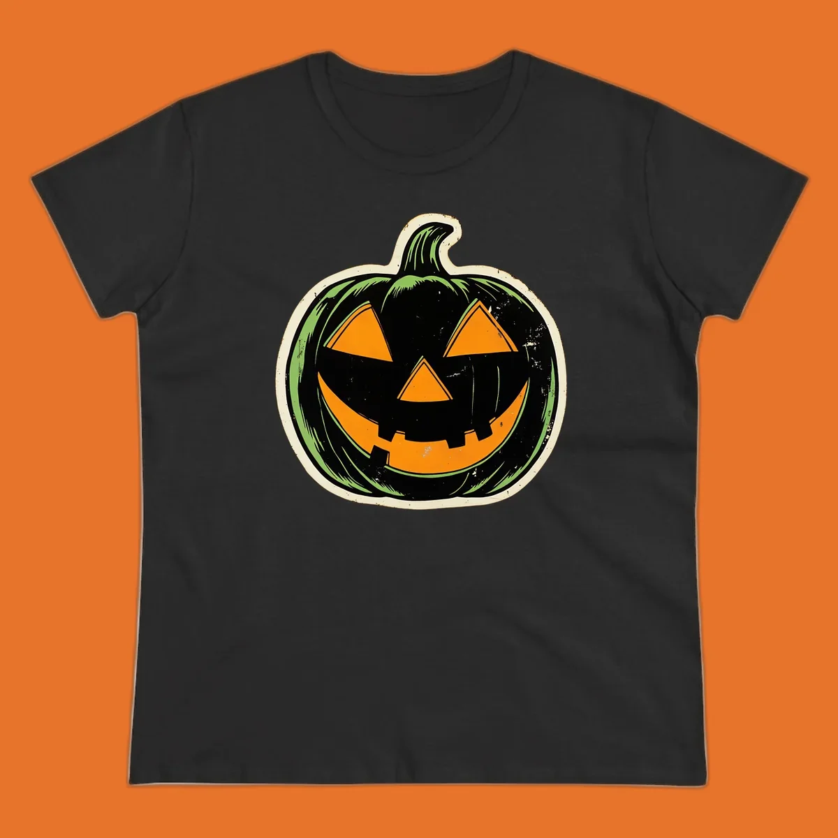 Vintage halloween pumpkin jack-o-lantern graphic.