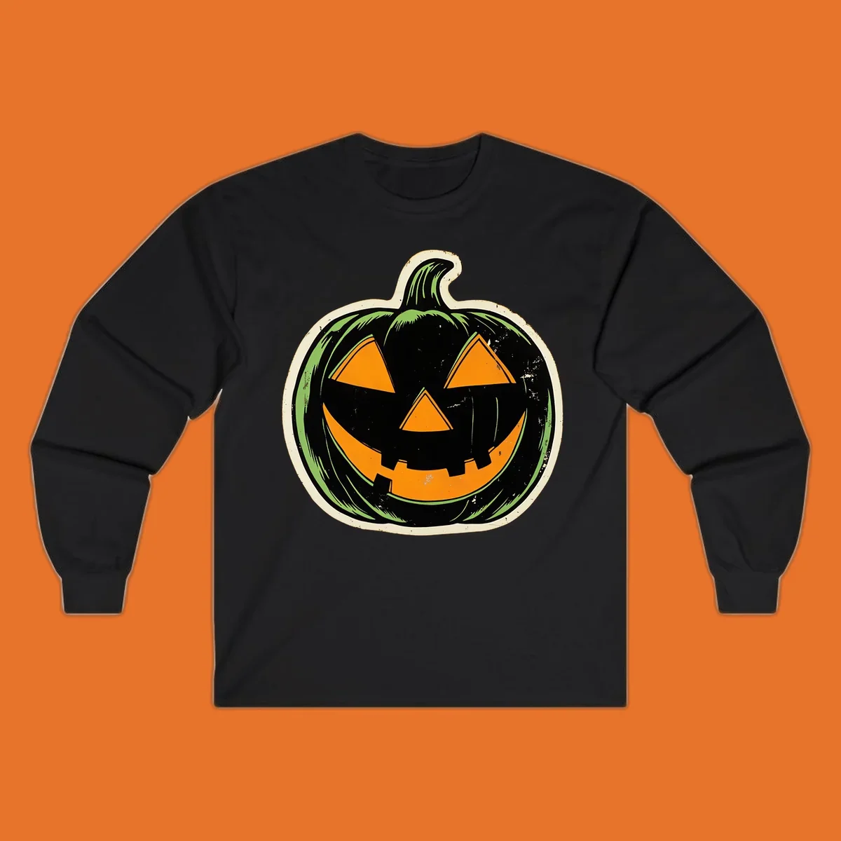 Vintage halloween pumpkin jack-o-lantern graphic.