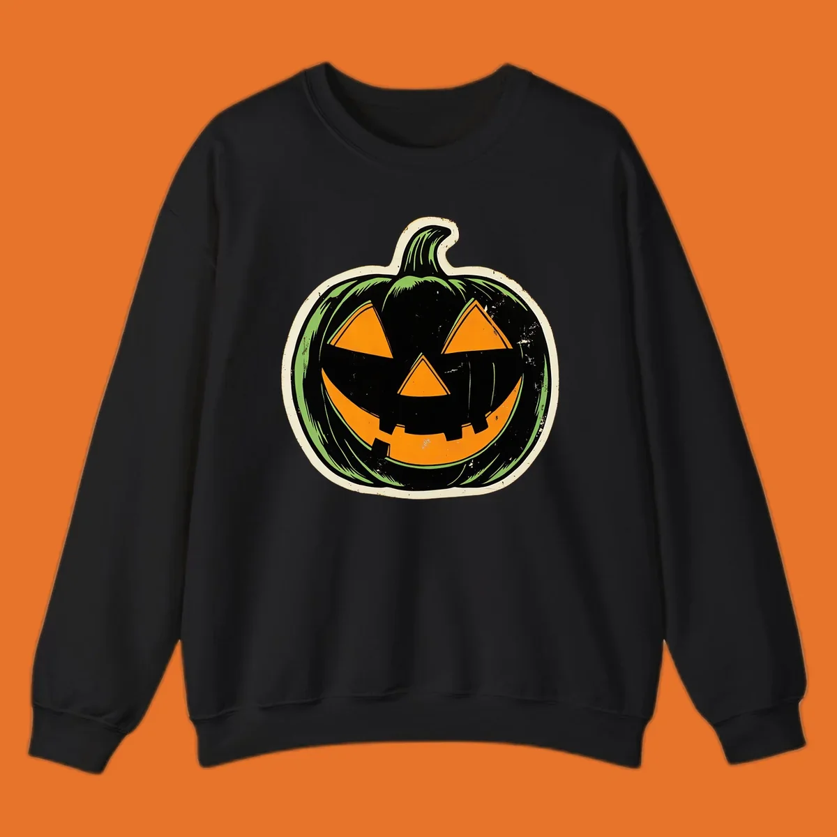 Vintage halloween pumpkin jack-o-lantern graphic.