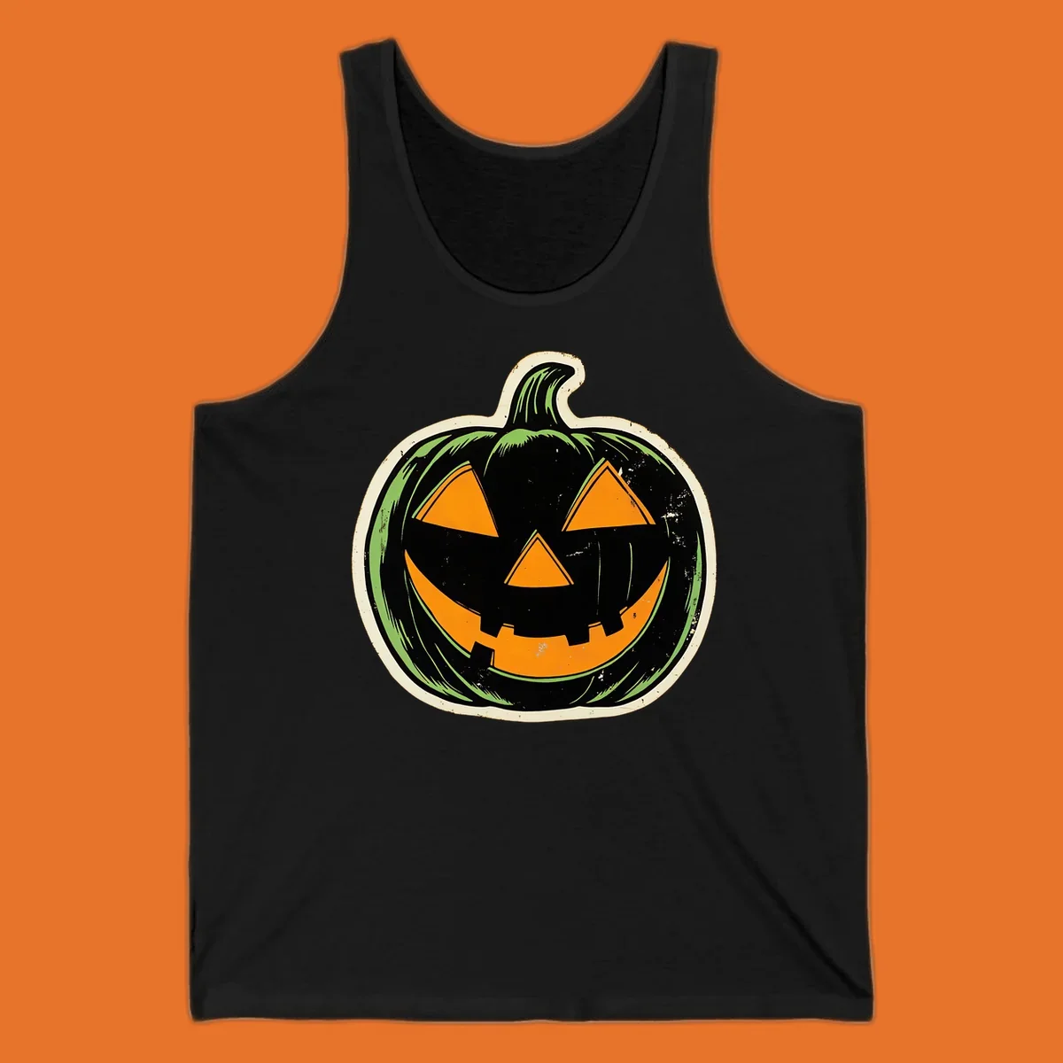 Vintage halloween pumpkin jack-o-lantern graphic.