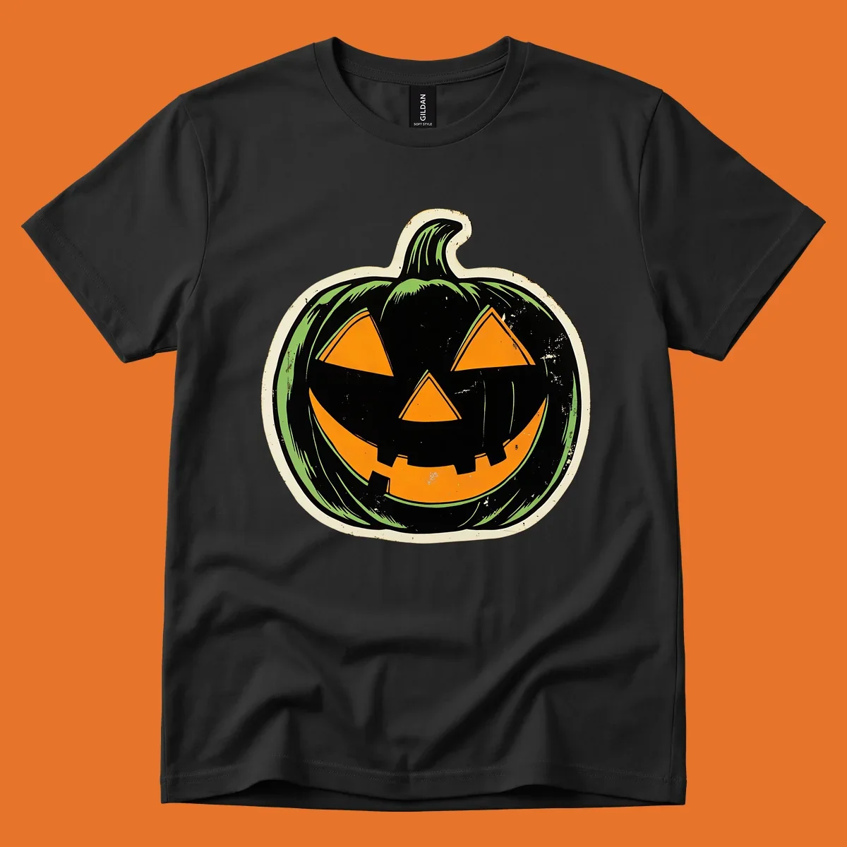 Vintage halloween pumpkin jack-o-lantern graphic.