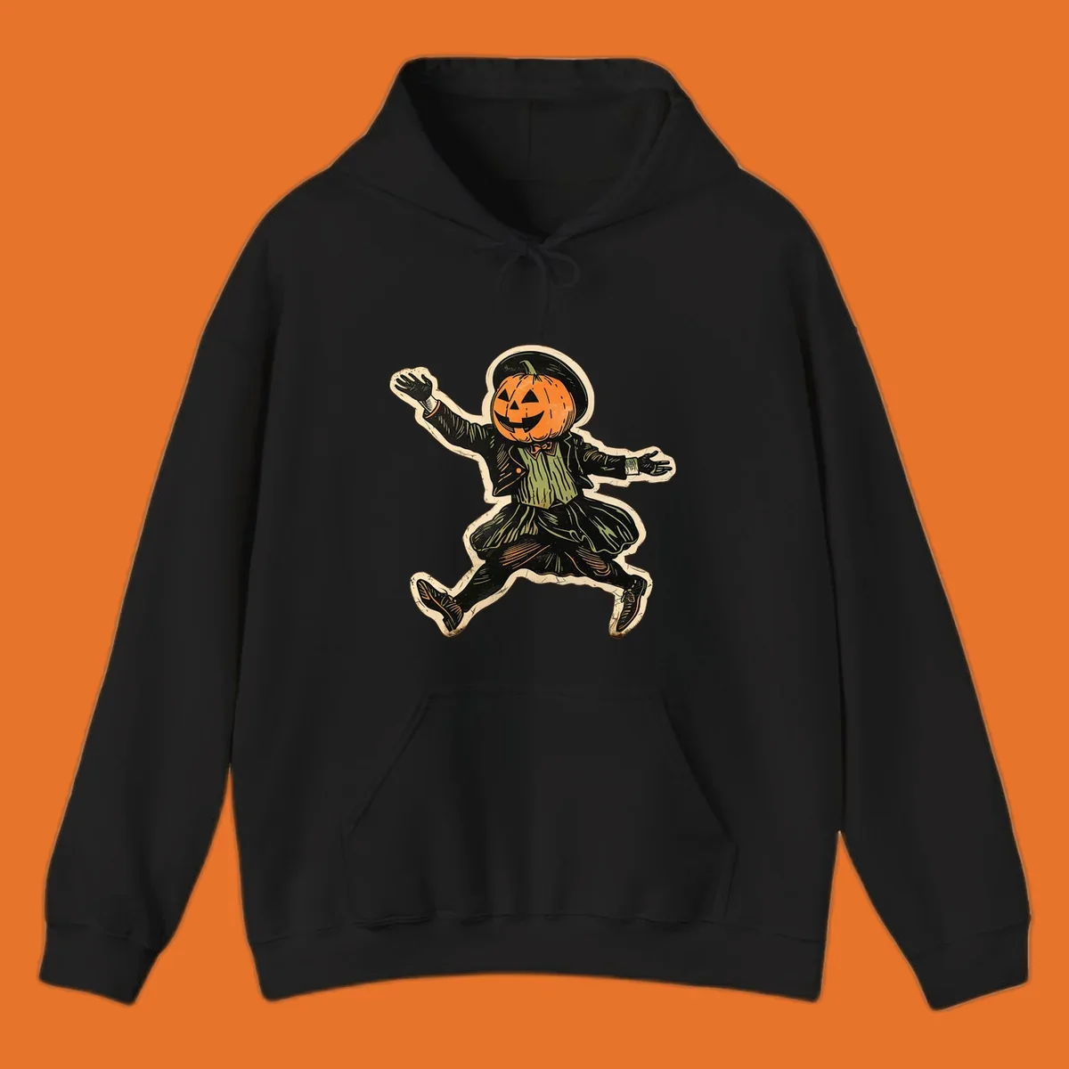 Vintage dancing pumpkin man illustration for Halloween