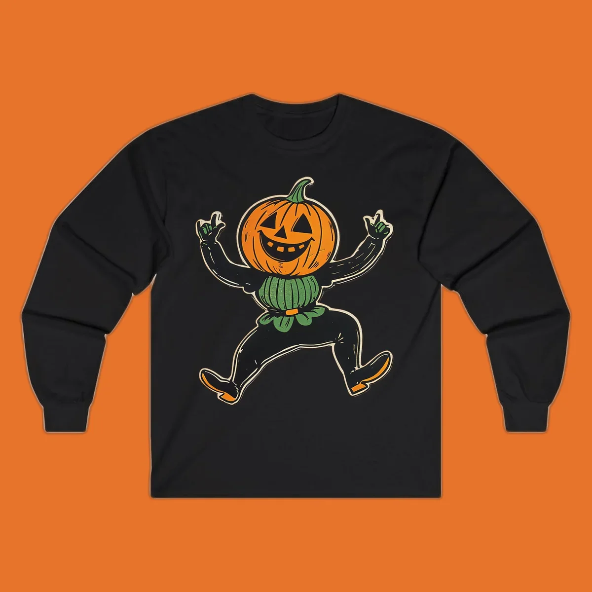 Dancing halloween pumpkin character graphic