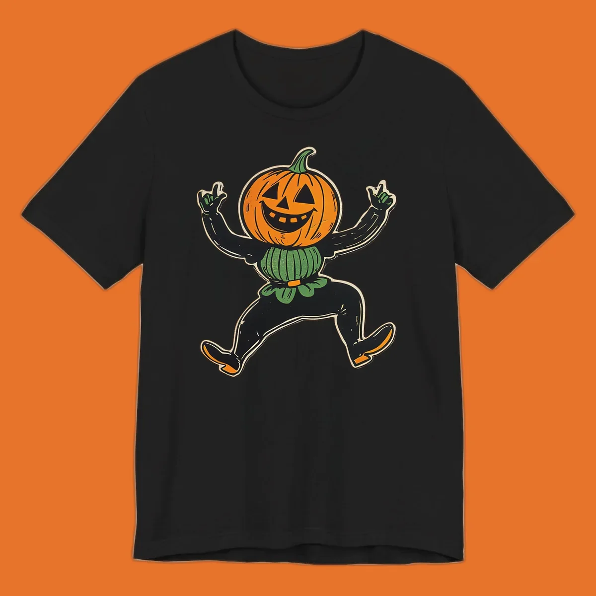 Dancing halloween pumpkin character graphic