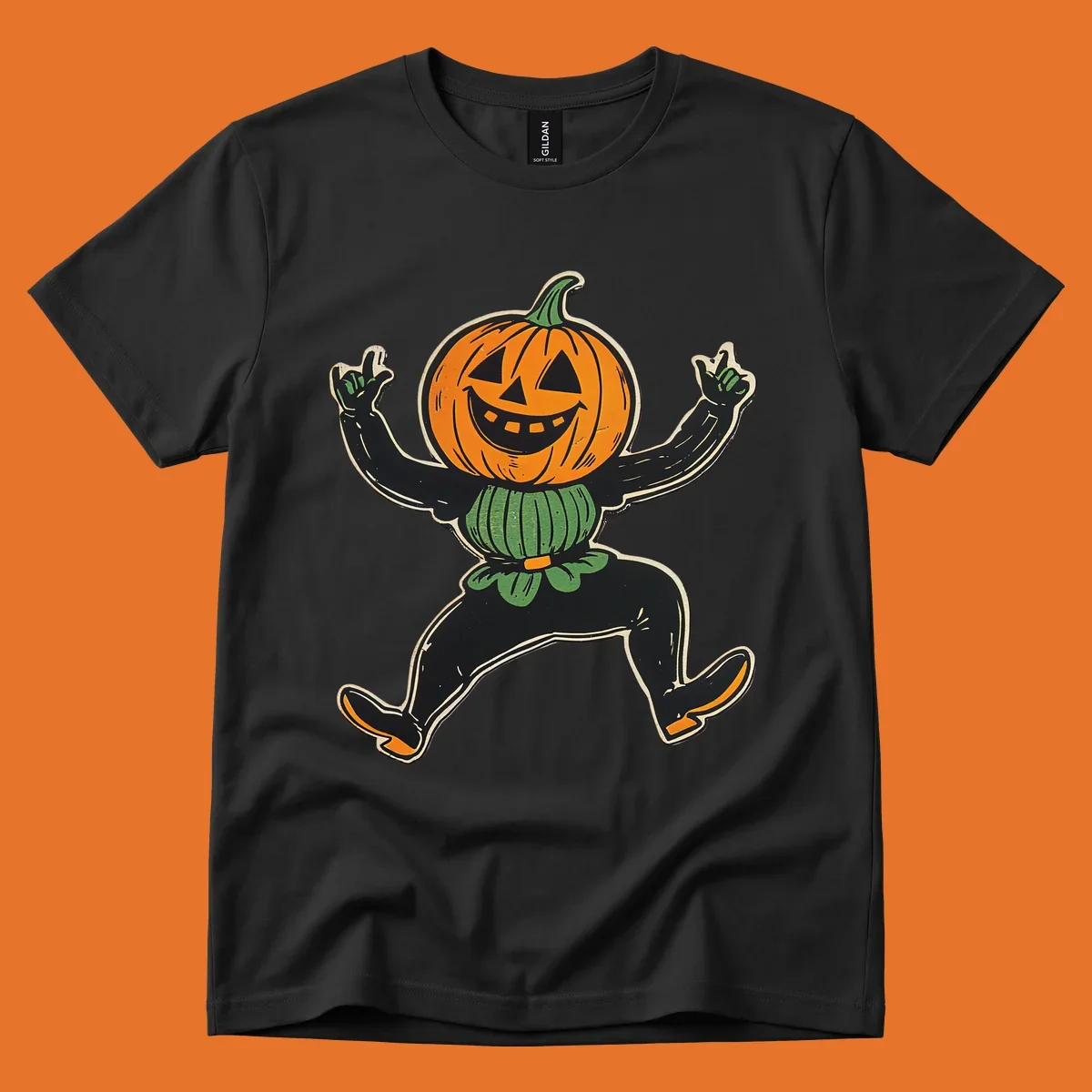 Dancing halloween pumpkin character graphic