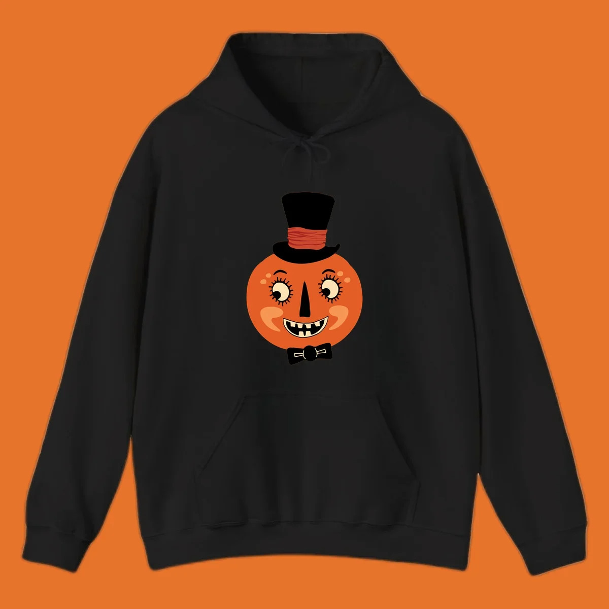 Dapper pumpkin character wearing a top hat and bow tie, with a friendly face.
