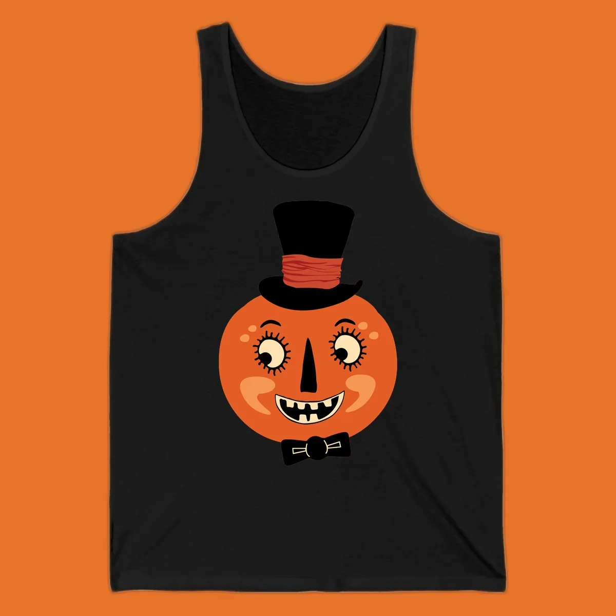 Dapper pumpkin character wearing a top hat and bow tie, with a friendly face.