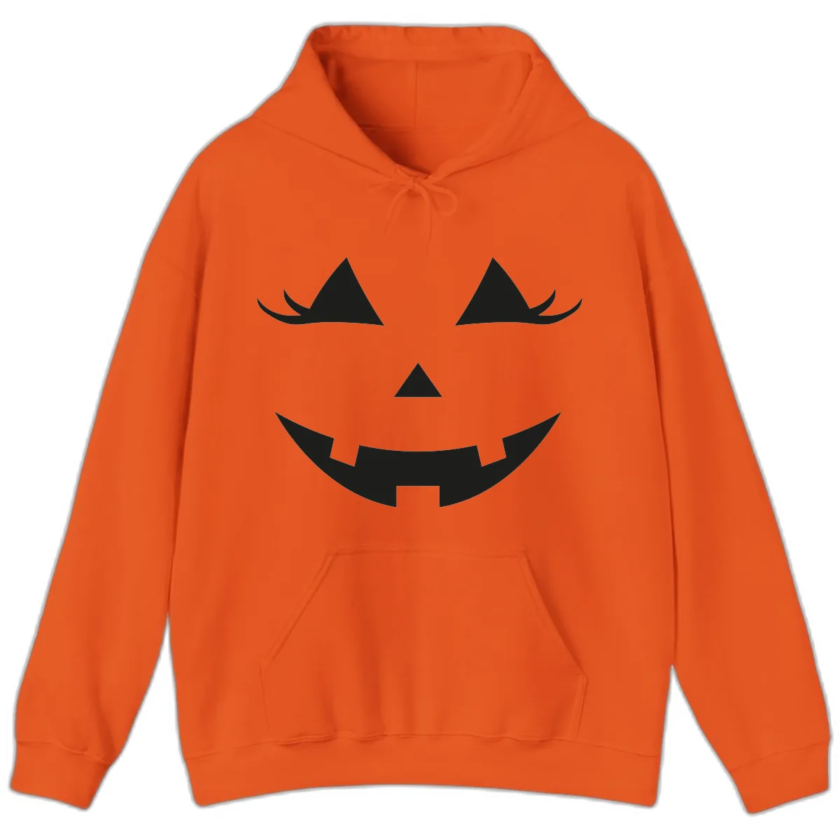 Spooky Grinning Jack-o'-Lantern Face Hoodie in Orange