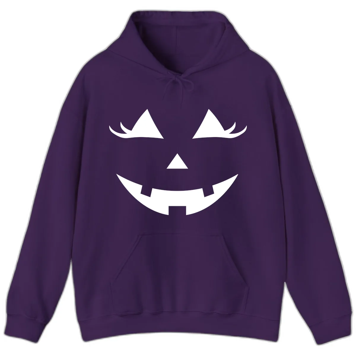 Spooky Grinning Jack-o'-Lantern Face Hoodie in Purple