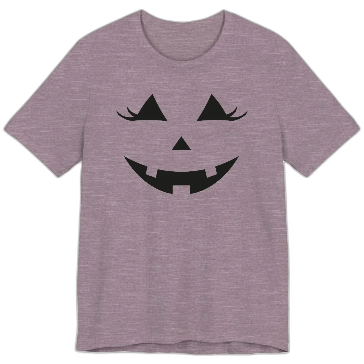 Spooky Grinning Jack-o'-Lantern Face Premium T-Shirt in Heather Purple