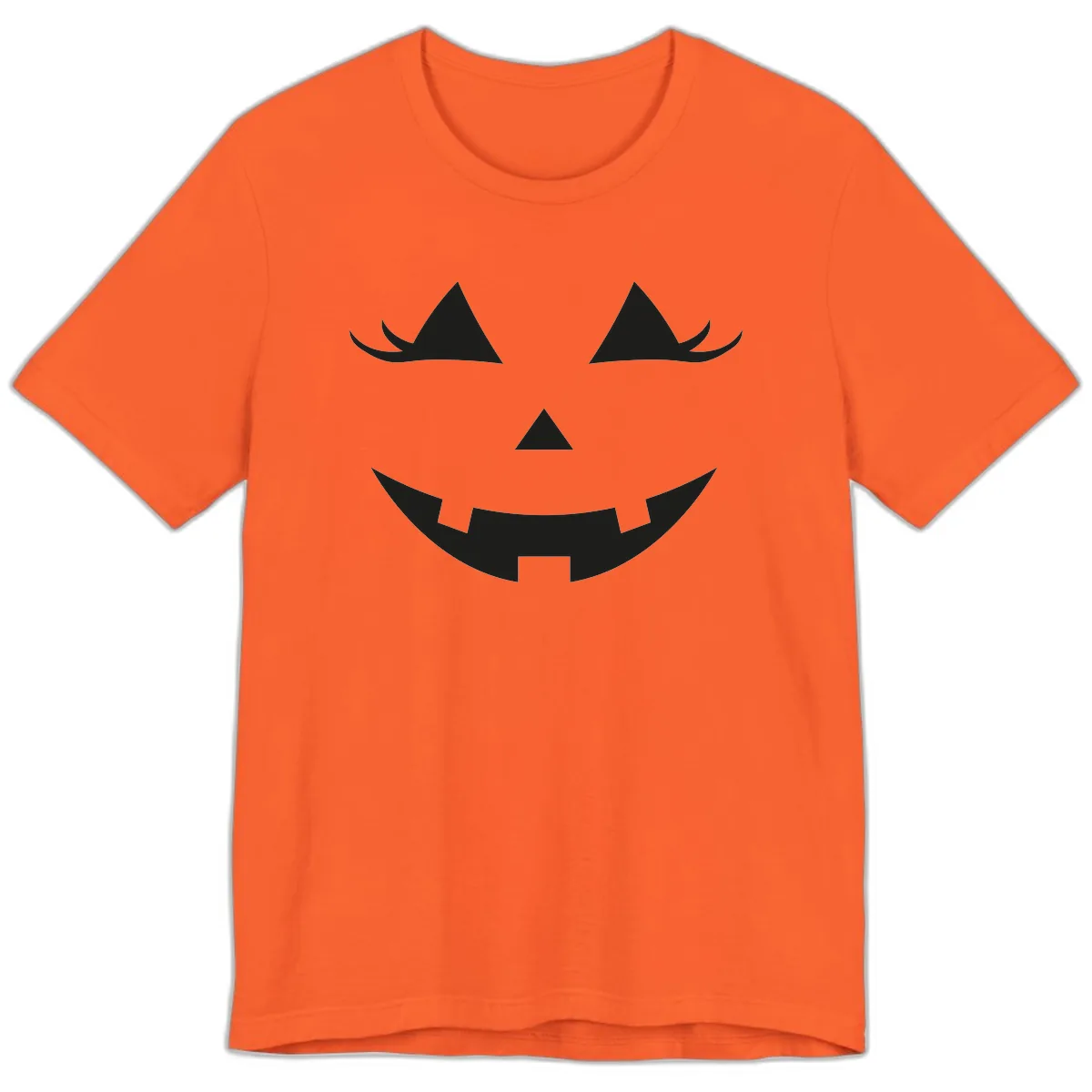 Spooky Grinning Jack-o'-Lantern Face Premium T-Shirt in Orange