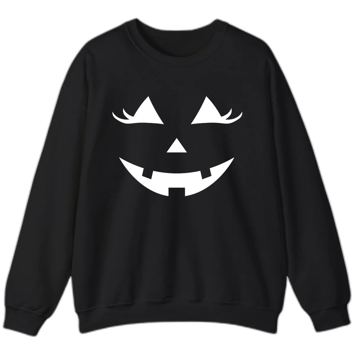 Spooky Grinning Jack-o'-Lantern Face Sweatshirt in Black