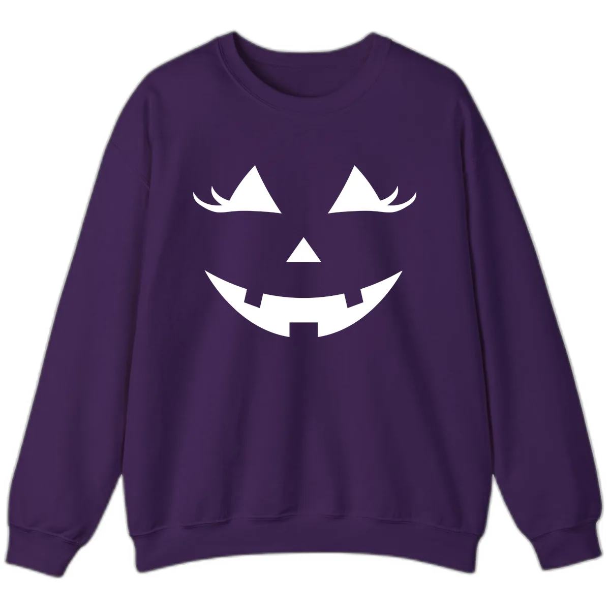 Spooky Grinning Jack-o'-Lantern Face Sweatshirt in Purple