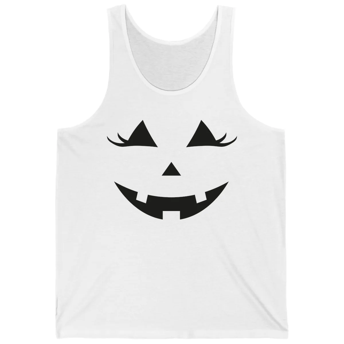Spooky Grinning Jack-o'-Lantern Face Tank in White