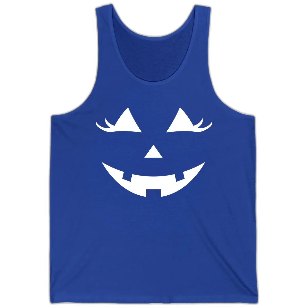 Spooky Grinning Jack-o'-Lantern Face Tank in True Royal