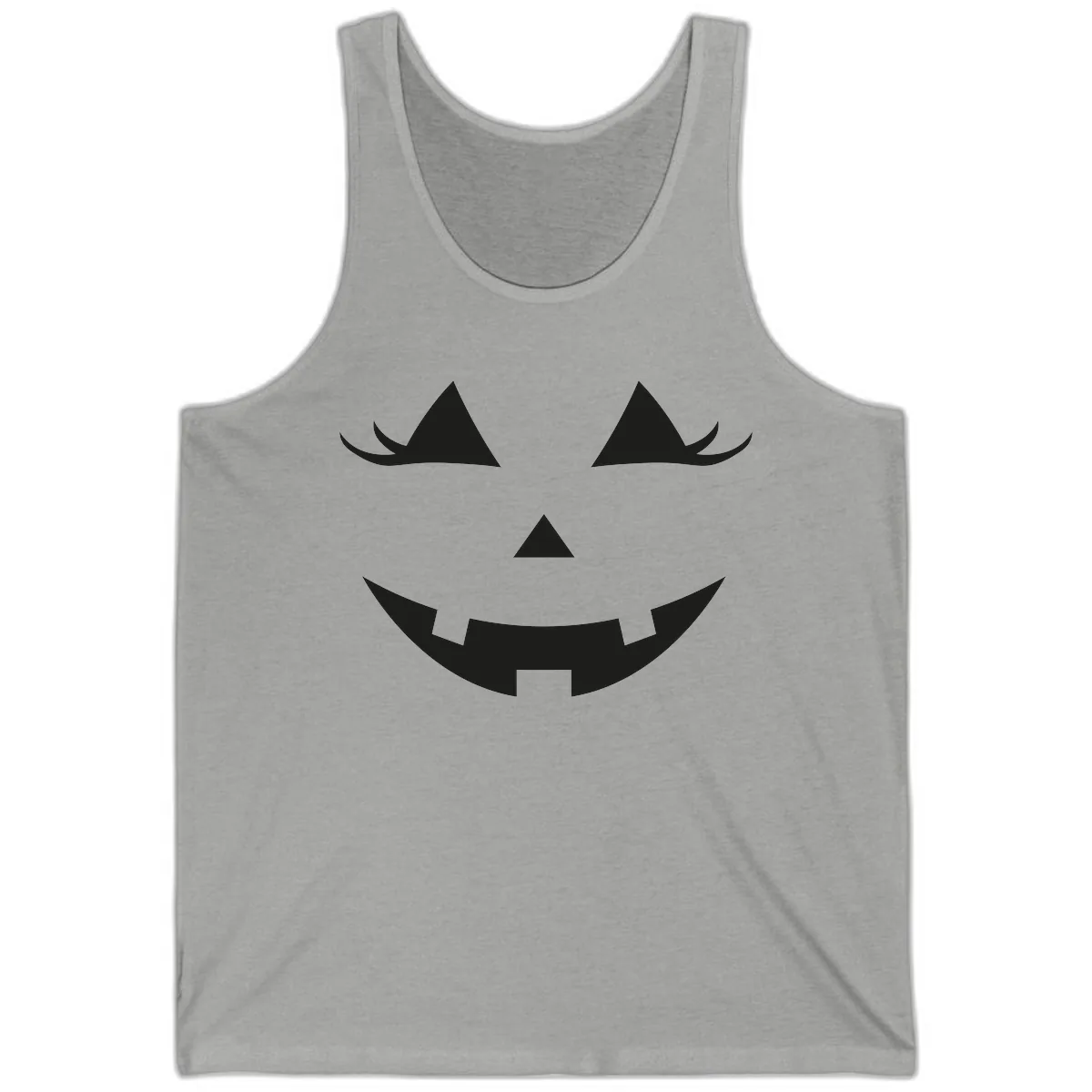 Spooky Grinning Jack-o'-Lantern Face Tank in Athletic Heather