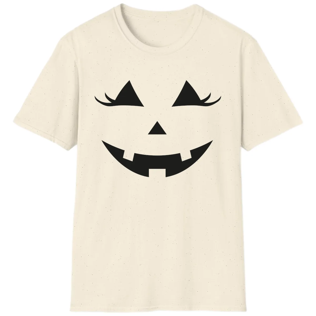 Spooky Grinning Jack-o'-Lantern Face T-Shirt in Natural
