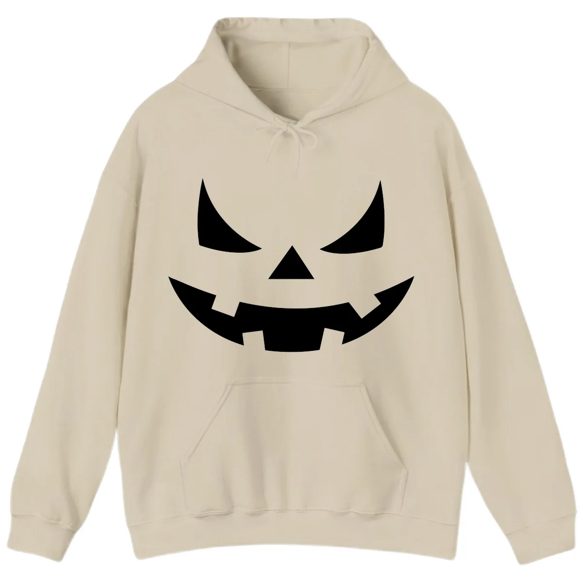 Spooky Jack-o-Lantern Face Hoodie in Sand