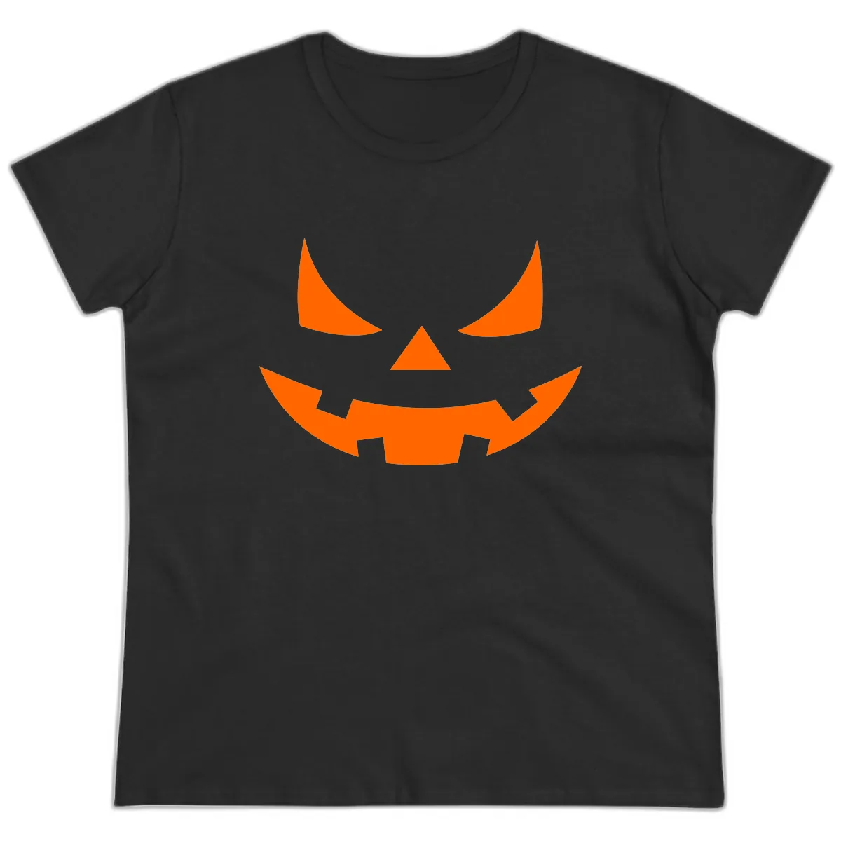 Spooky Jack-o-Lantern Face Ladies Tee in Black