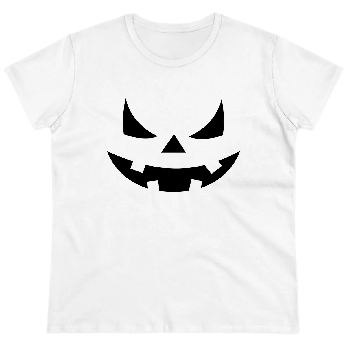 Spooky Jack-o-Lantern Face Ladies Tee in White