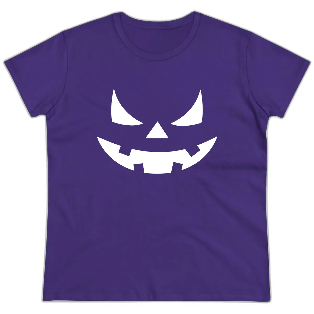 Spooky Jack-o-Lantern Face Ladies Tee in Purple