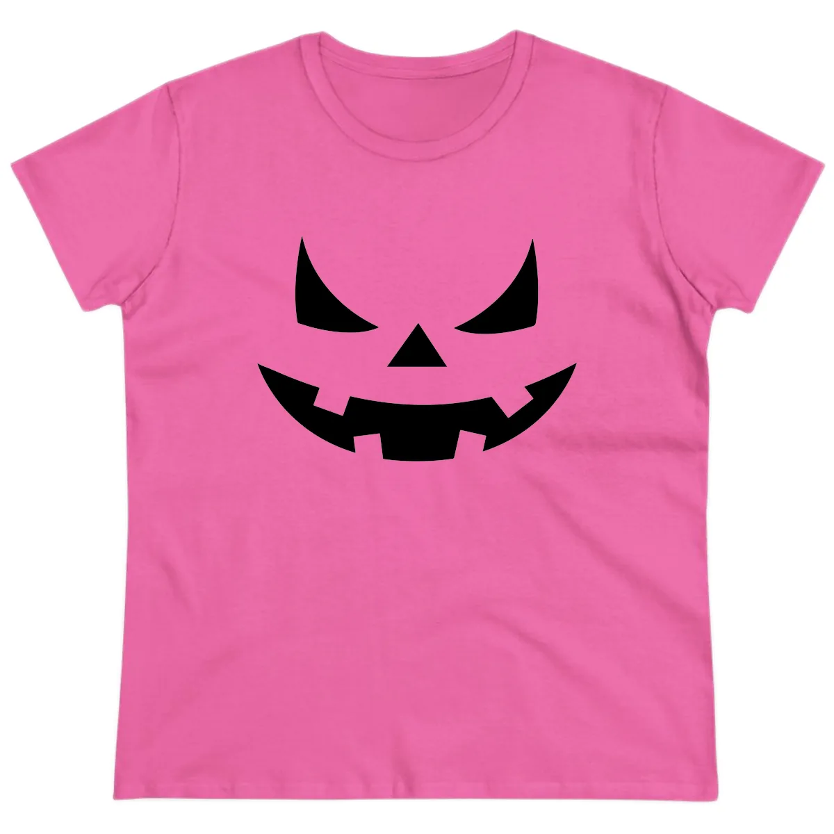 Spooky Jack-o-Lantern Face Ladies Tee in Azalea