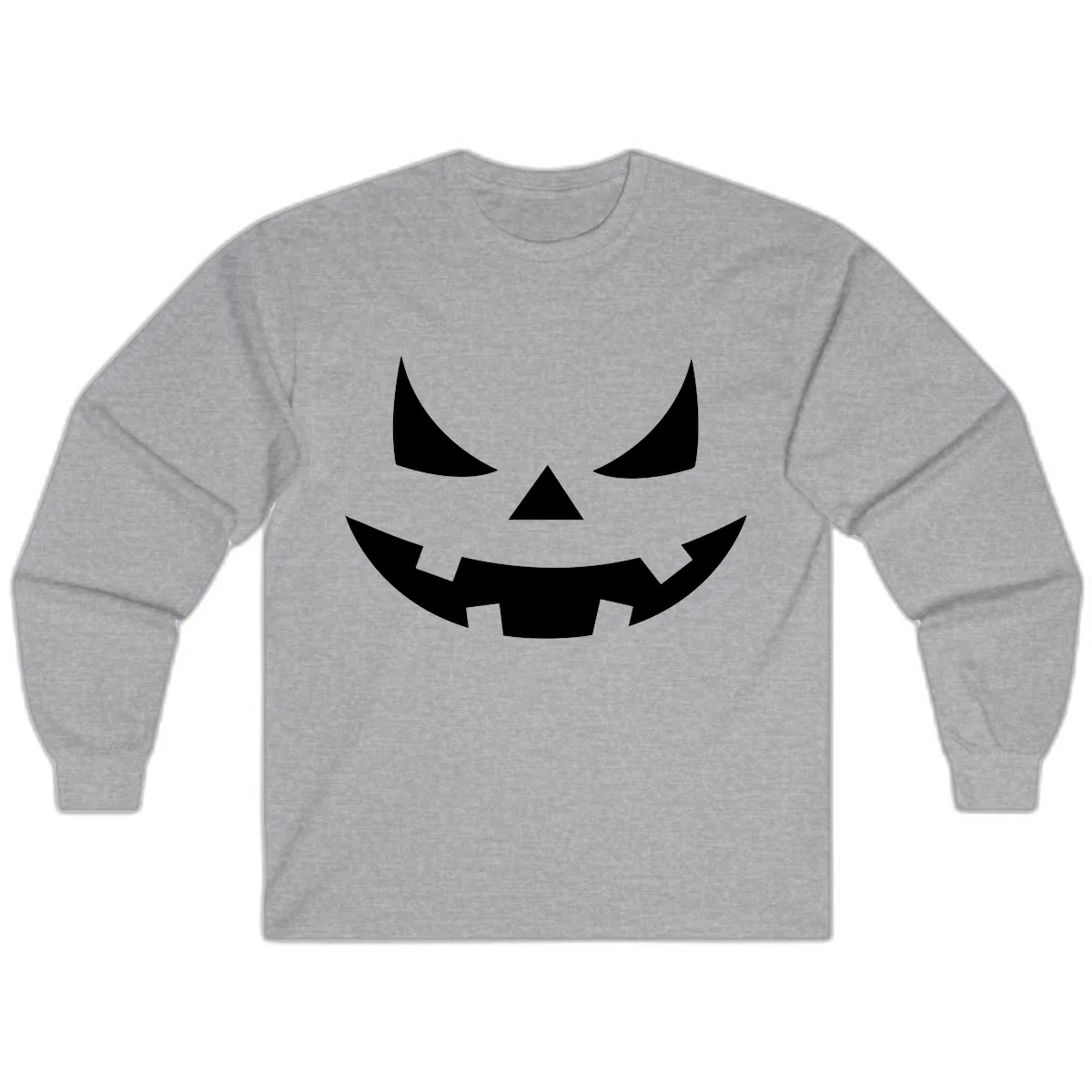Spooky Jack-o-Lantern Face Long Sleeve in Sport Grey