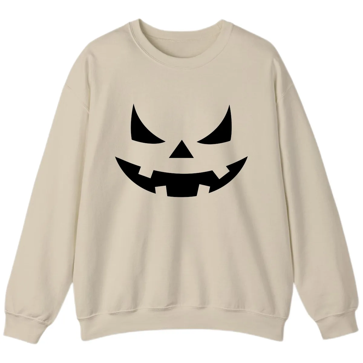 Spooky Jack-o-Lantern Face Sweatshirt in Sand