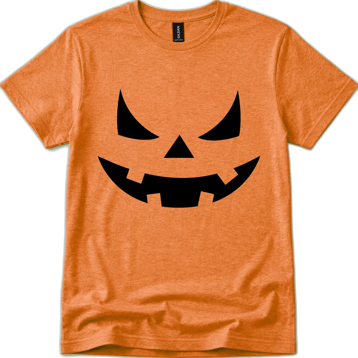 Spooky Jack-o-Lantern Face T-Shirt in Heather Orange