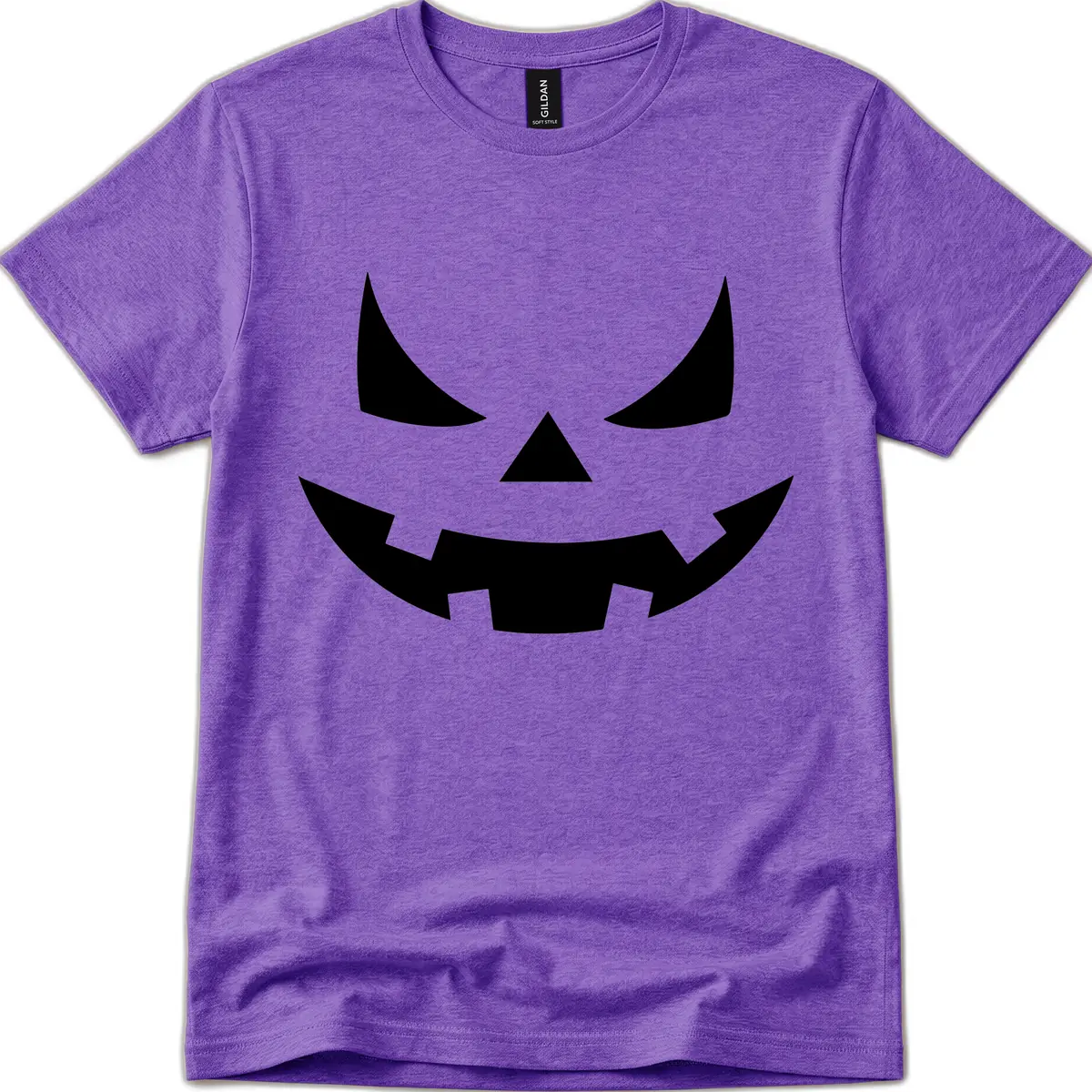 Spooky Jack-o-Lantern Face T-Shirt in Heather Purple