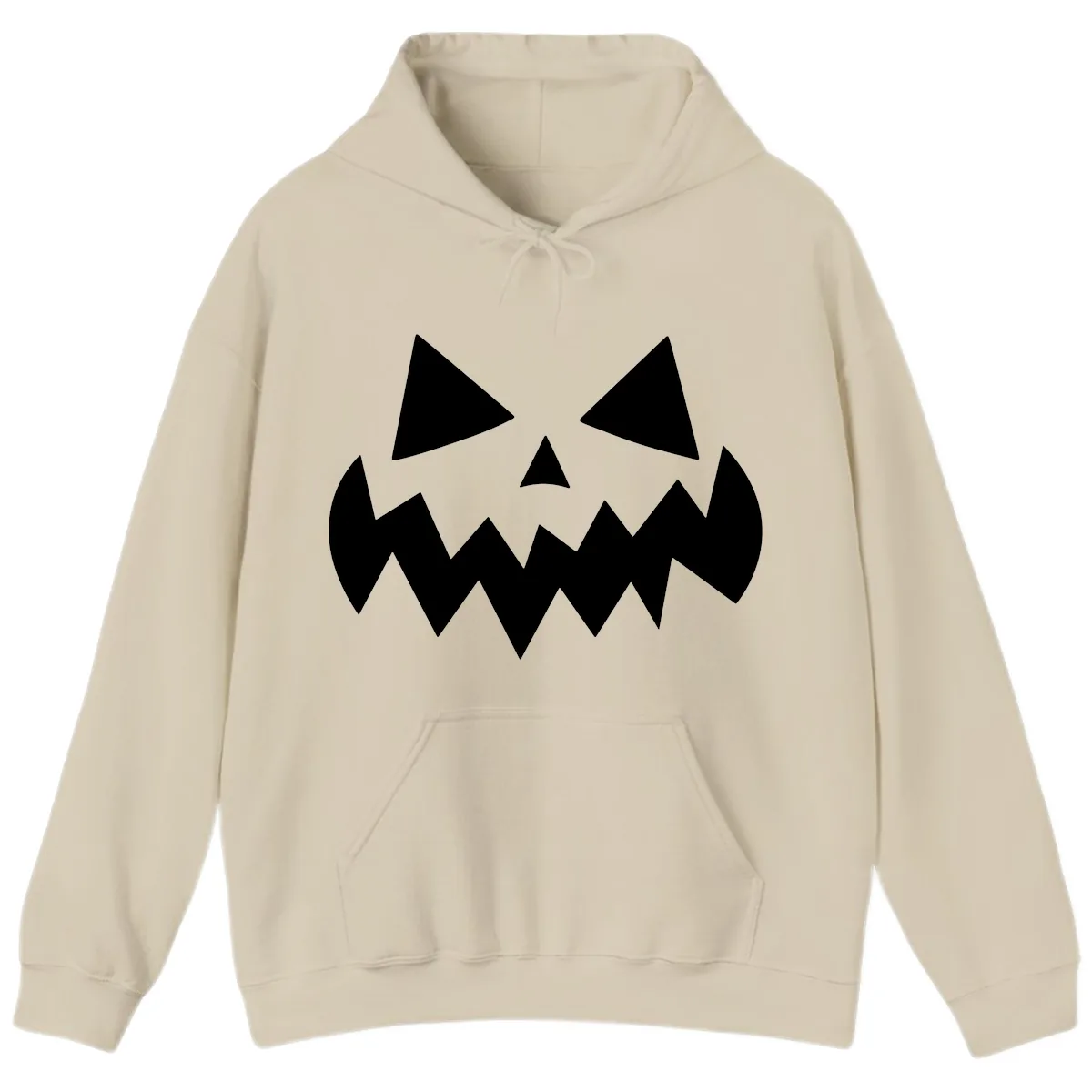 Spooky Jack-o-Lantern Face Hoodie in Sand