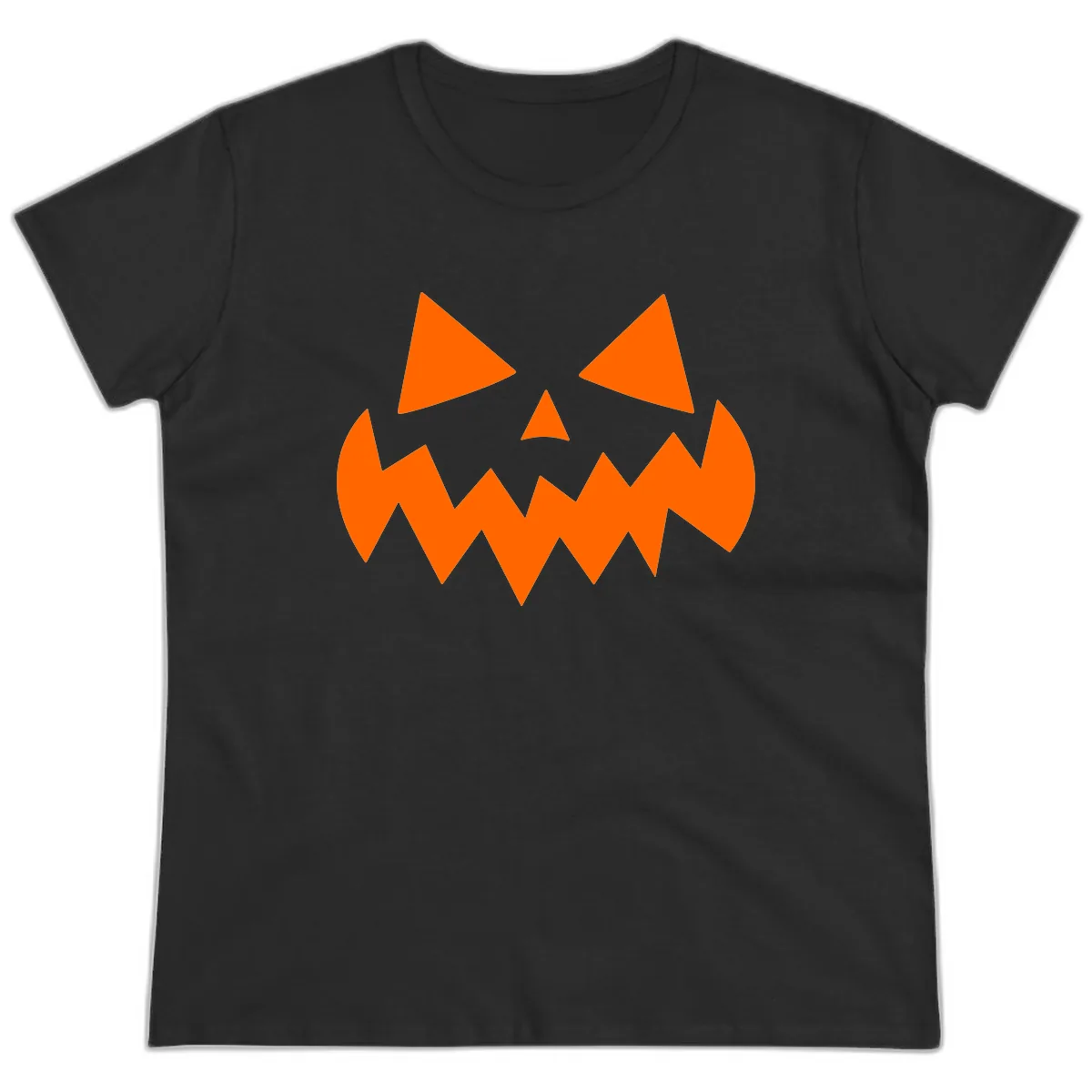 Spooky Jack-o-Lantern Face Ladies Tee in Black