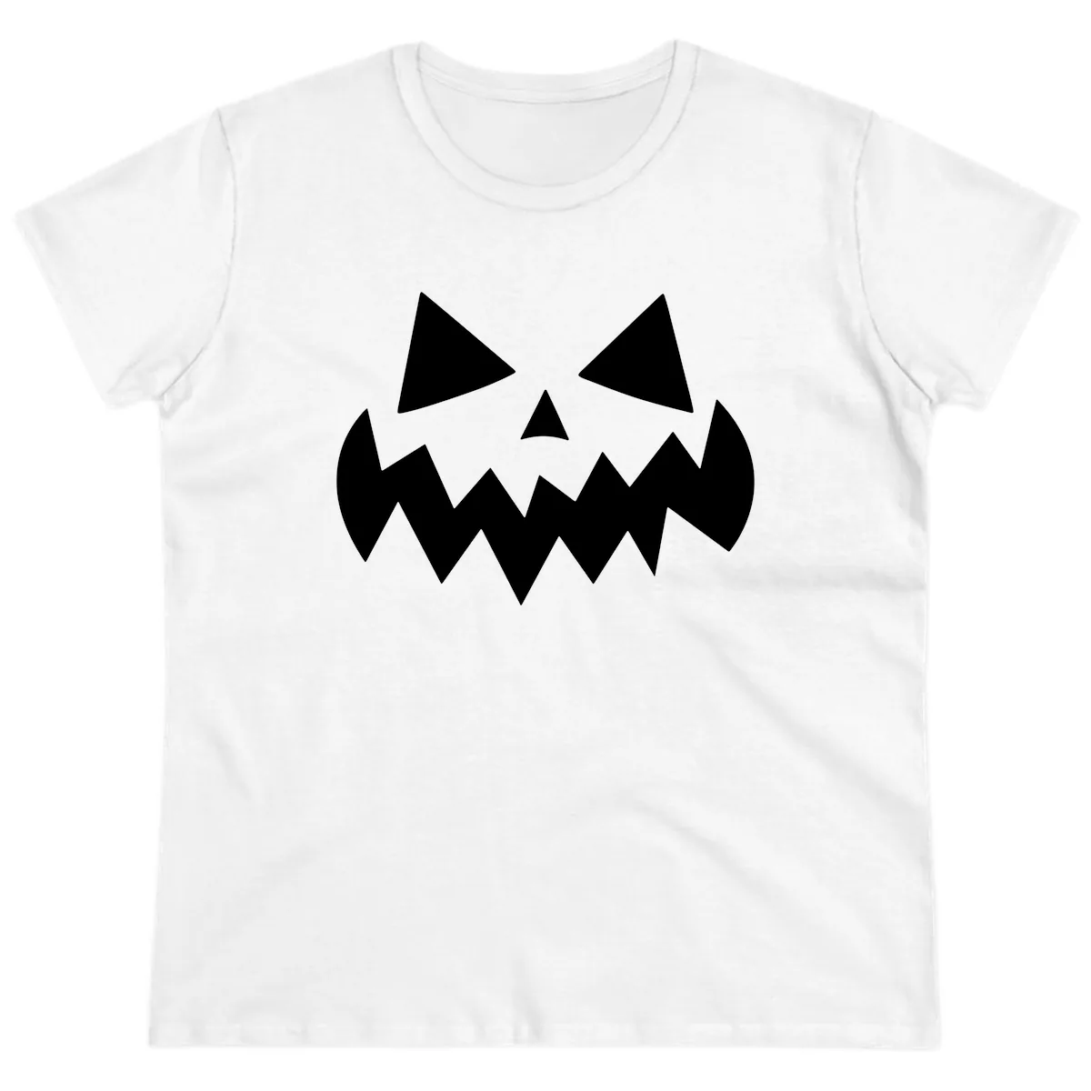Spooky Jack-o-Lantern Face Ladies Tee in White