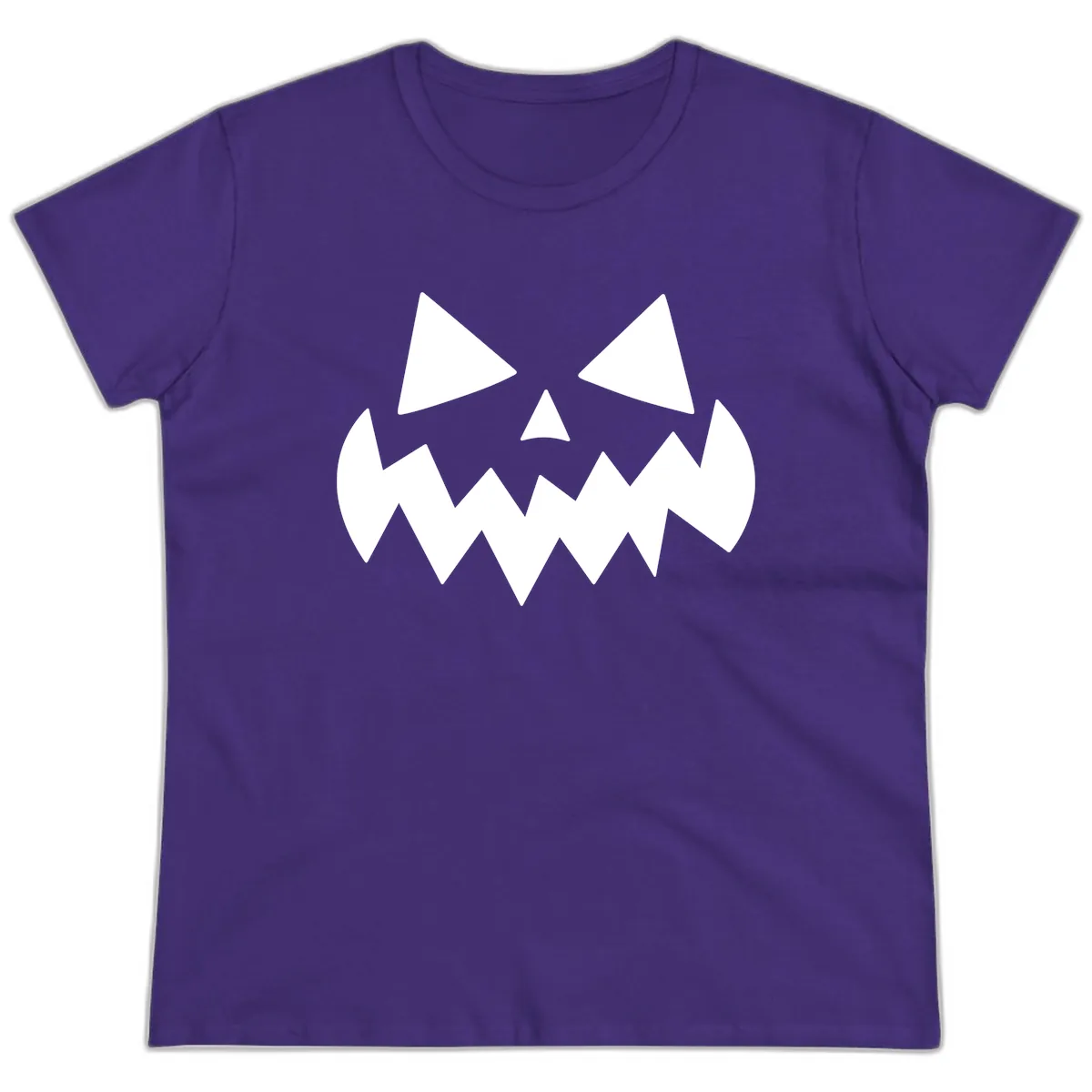 Spooky Jack-o-Lantern Face Ladies Tee in Purple