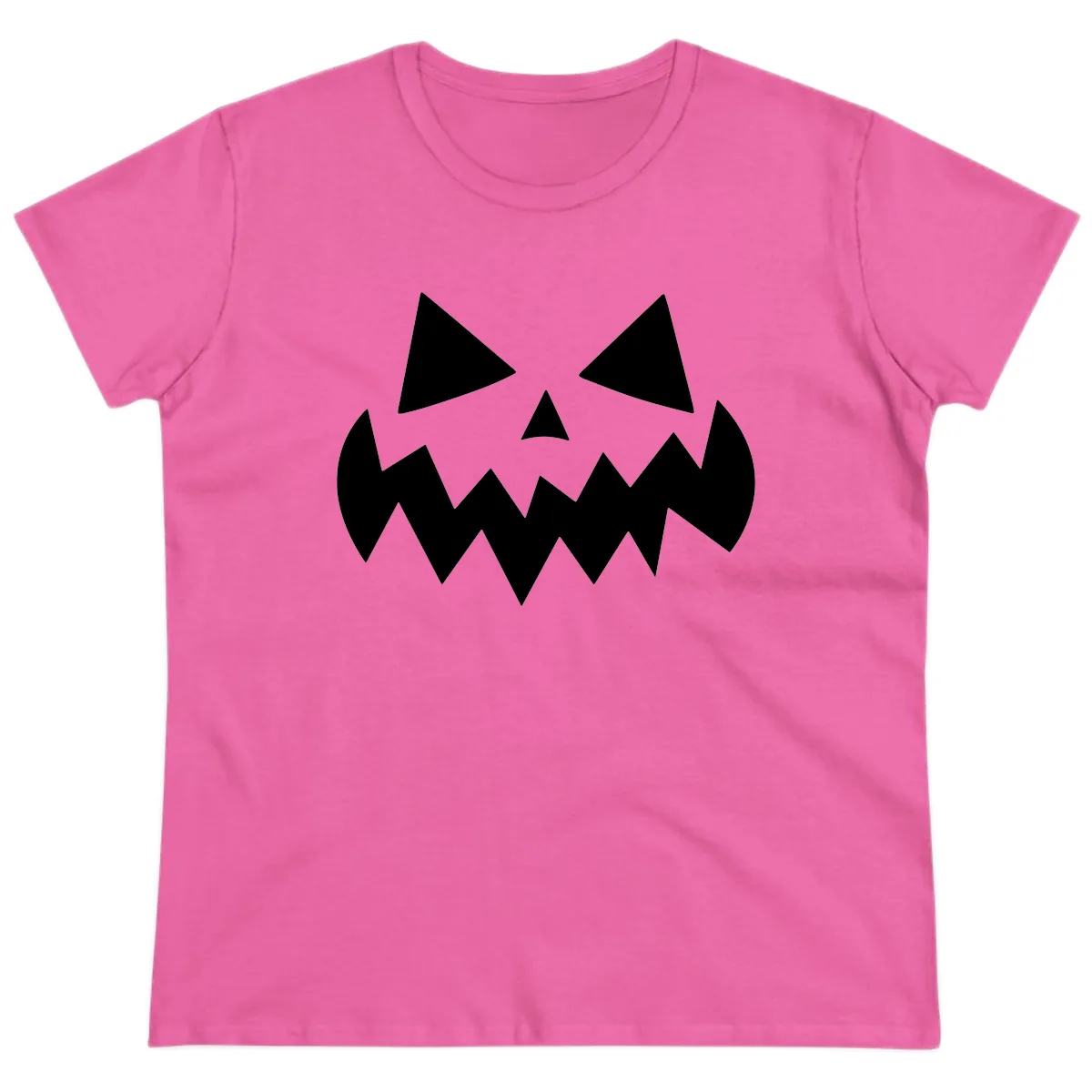 Spooky Jack-o-Lantern Face Ladies Tee in Azalea