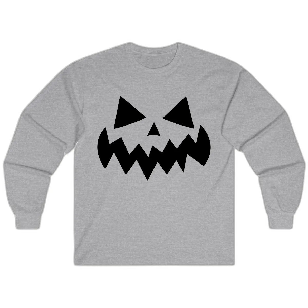 Spooky Jack-o-Lantern Face Long Sleeve in Sport Grey