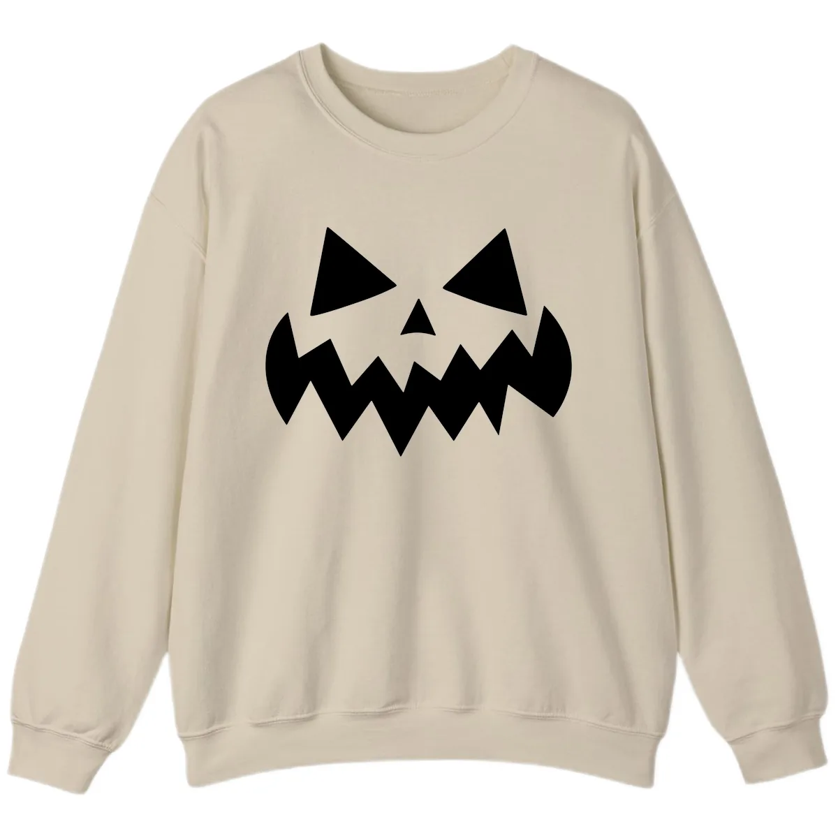 Spooky Jack-o-Lantern Face Sweatshirt in Sand