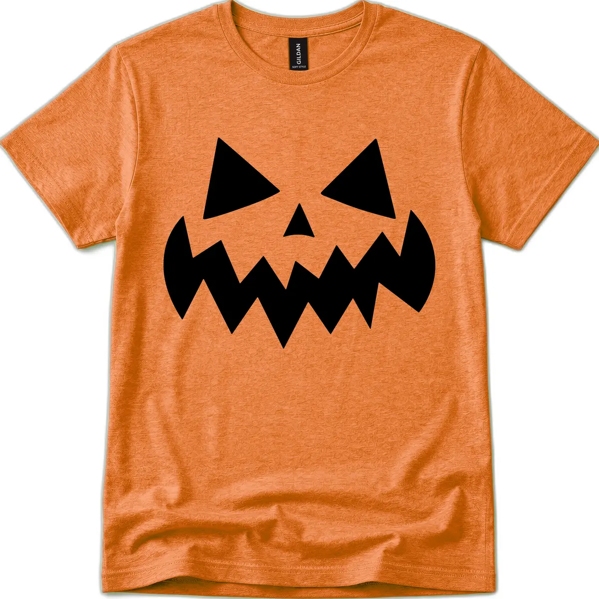 Spooky Jack-o-Lantern Face T-Shirt in Heather Orange