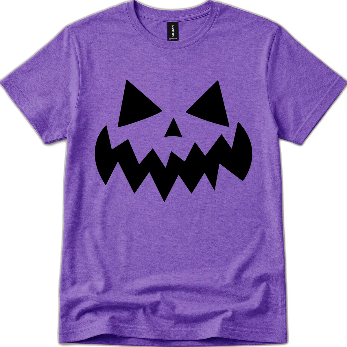 Spooky Jack-o-Lantern Face T-Shirt in Heather Purple