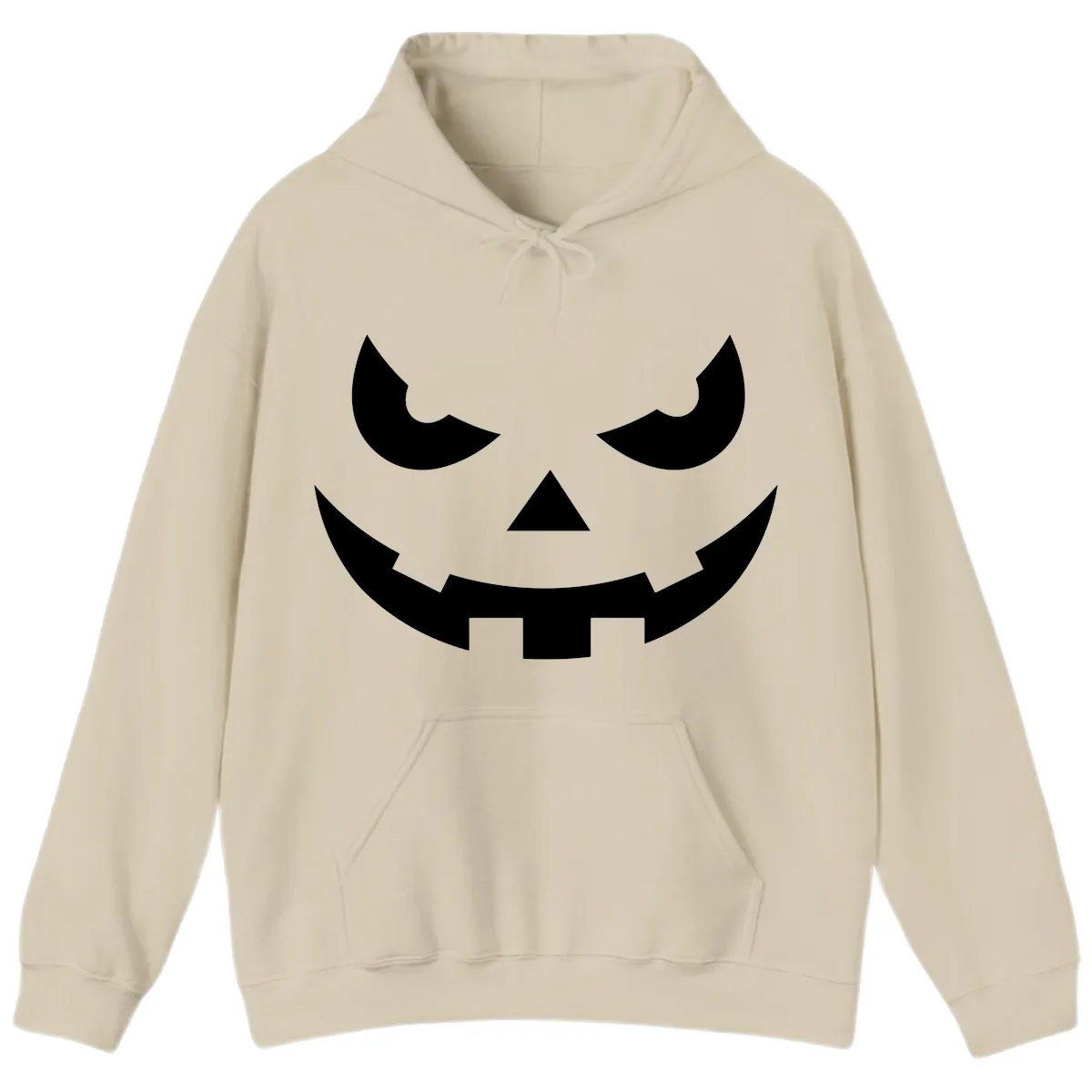 Spooky Jack O Lantern Face Hoodie in Sand