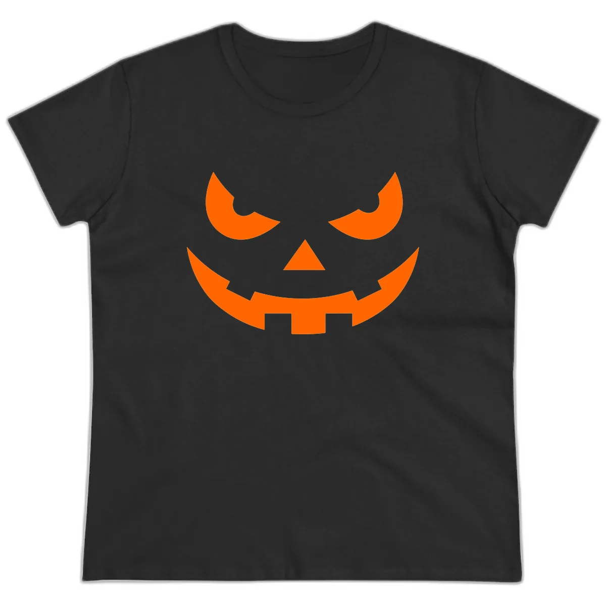 Spooky Jack O Lantern Face Ladies Tee in Black