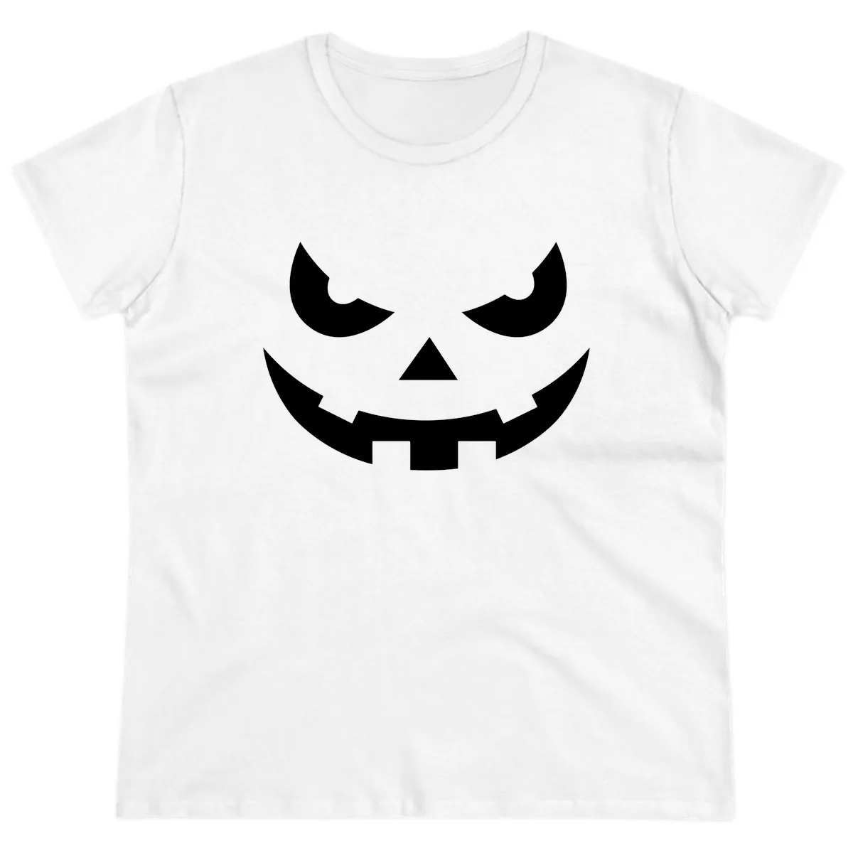 Spooky Jack O Lantern Face Ladies Tee in White