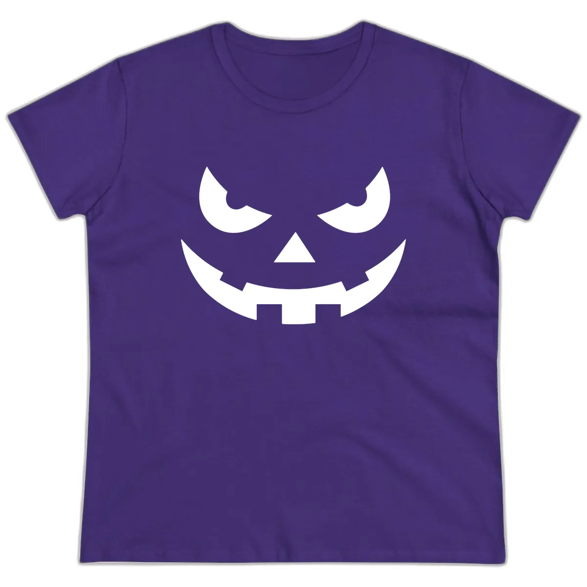 Spooky Jack O Lantern Face Ladies Tee in Purple